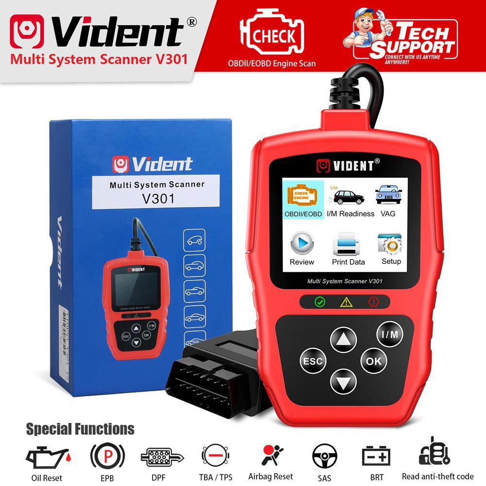 Vident V301 Car Diagnostic Scanner OBD2 Diagnostic Tool for VW Audi Skoda Seat OBD2 Automotive Scanner OBD Code Reader