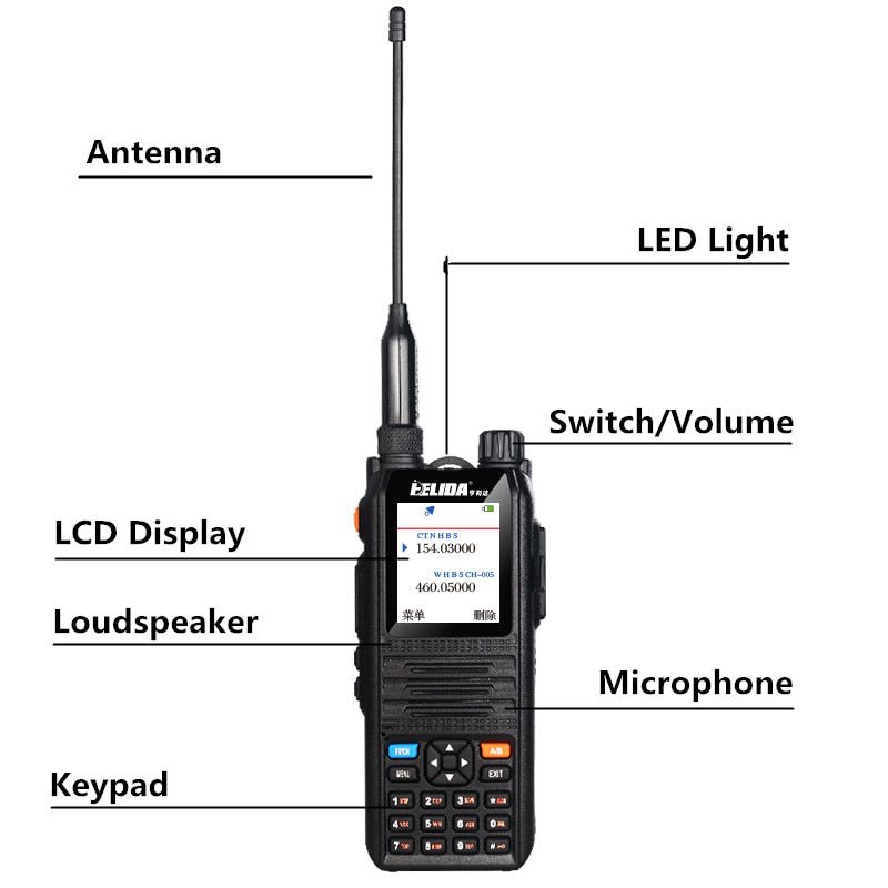 Dual BandHam Radio Digital Walkie Talkie 5W Comunicador Professional Transceiver 5W CP-UV2000 VHF/UHF Tri-Band 136-520mhz