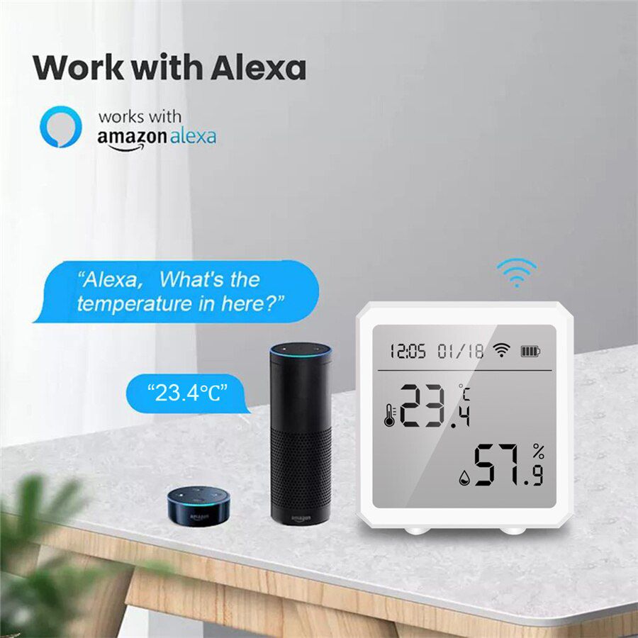 Wifi ZigBee Smart Home Temperature And Humidity Sensor With LED Screen Works With Alexa Google Assistant Tuya Zigbee Hub