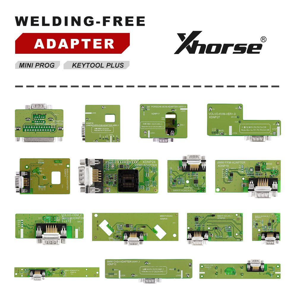 Xhorse Solder-Free Adapters and Cables Full Set XDNPP0CH 16pcs Work with MINI PROG and KEY TOOL PLUS