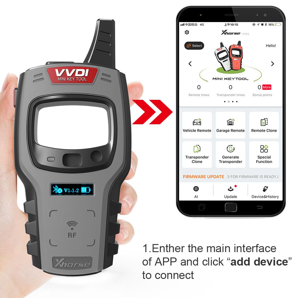 Xhorse VVDI Mini Key Tool Remote Key Programmer Support IOS and Android Global Version Grey and Green Color Randomly