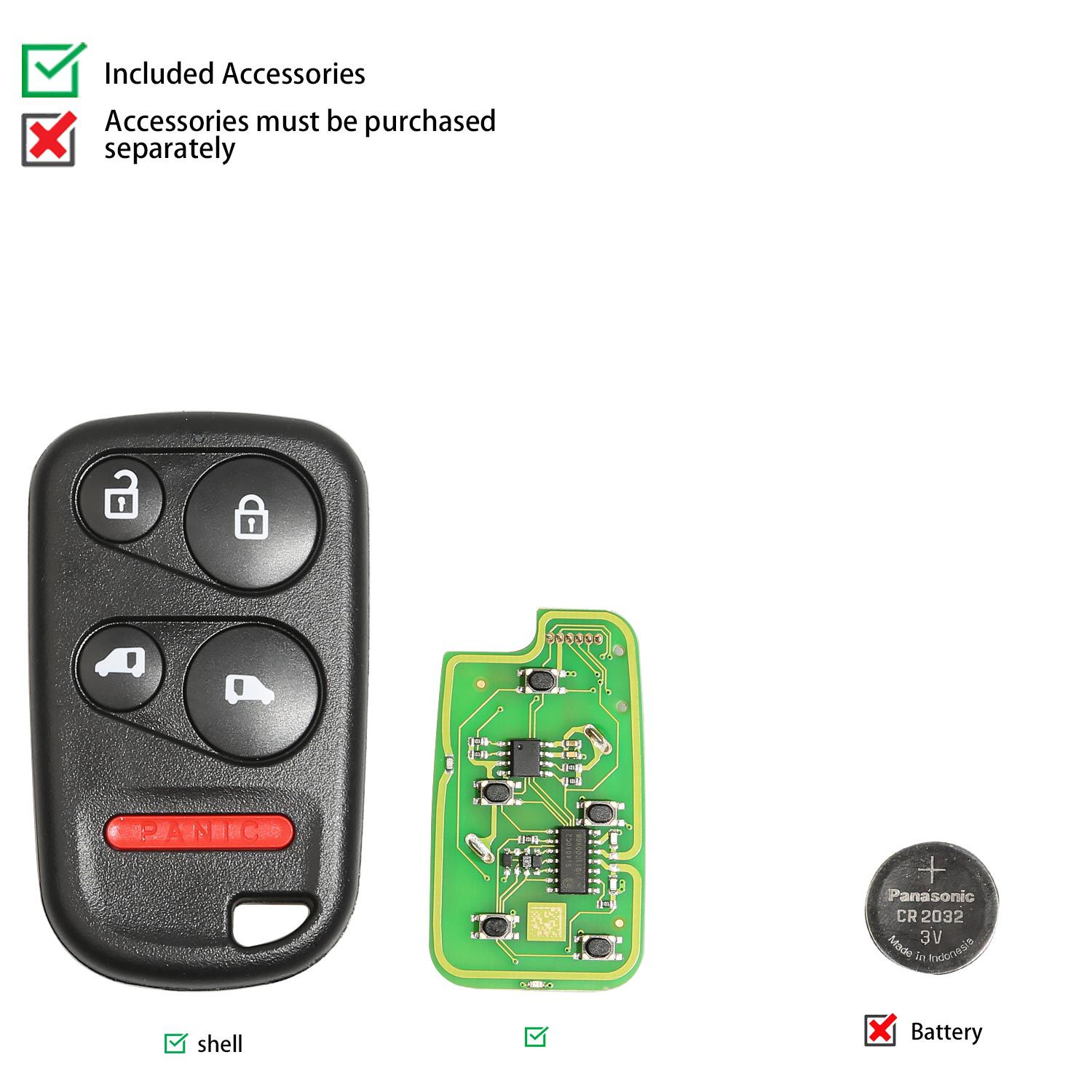 Xhorse XKHO04EN Wire Remote key Honda Separate 4 Buttons with Sliding Door Button English Version 5pcs/lot