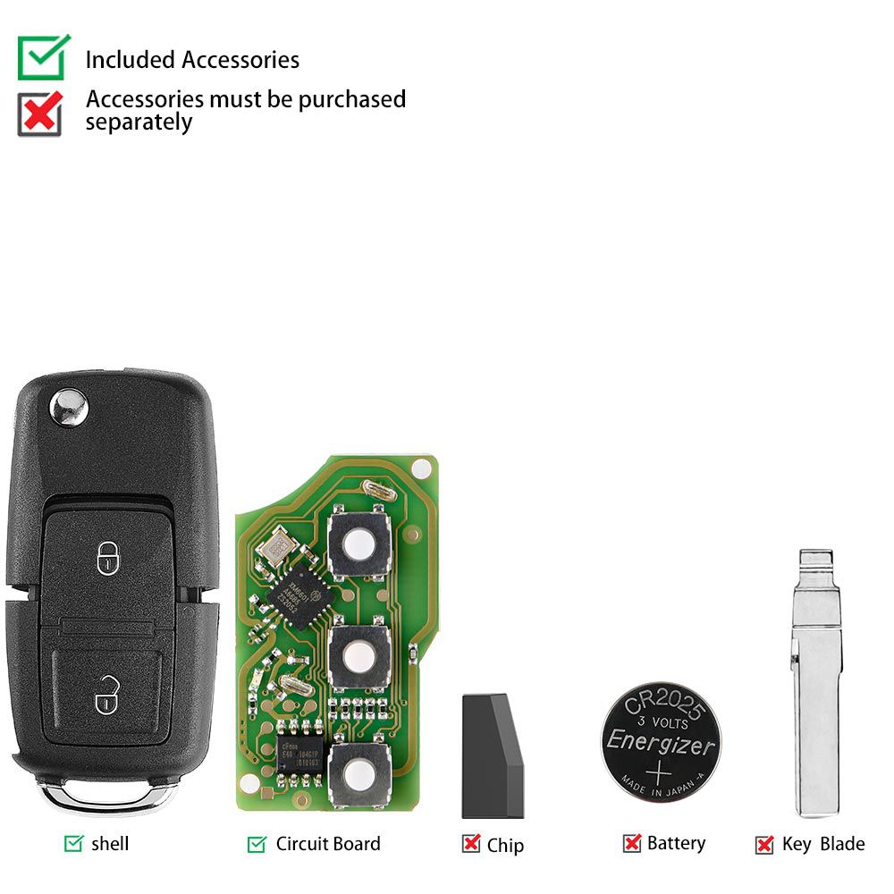 XHORSE XKB508EN Wire Remote Key B5 Style 2 Buttons work with MINI Key Tool/VVDI2 5pcs/lot