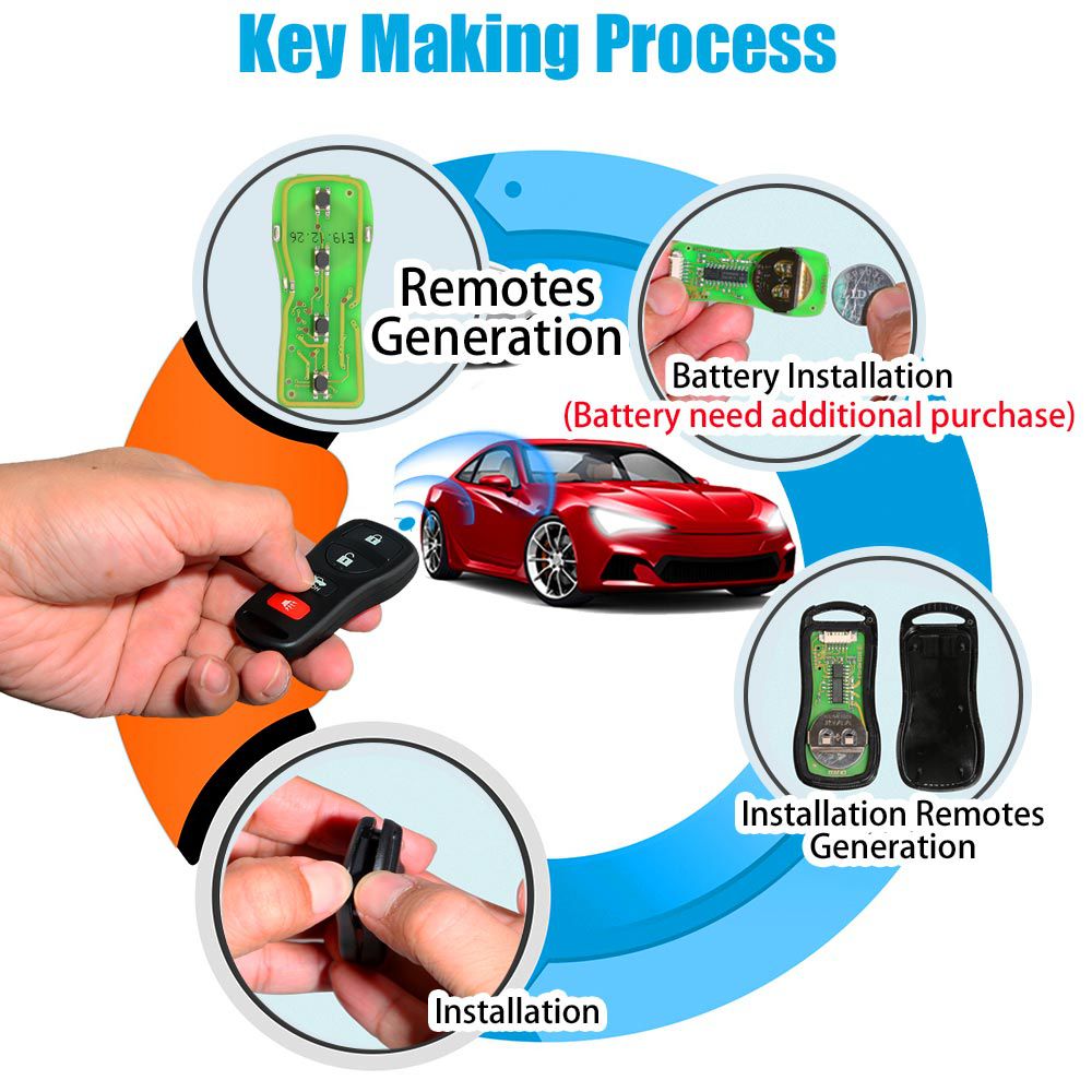 Xhorse XKNI00EN Wire Remote Key Nissan Separate 4 Buttons English Version 5pcs/lot