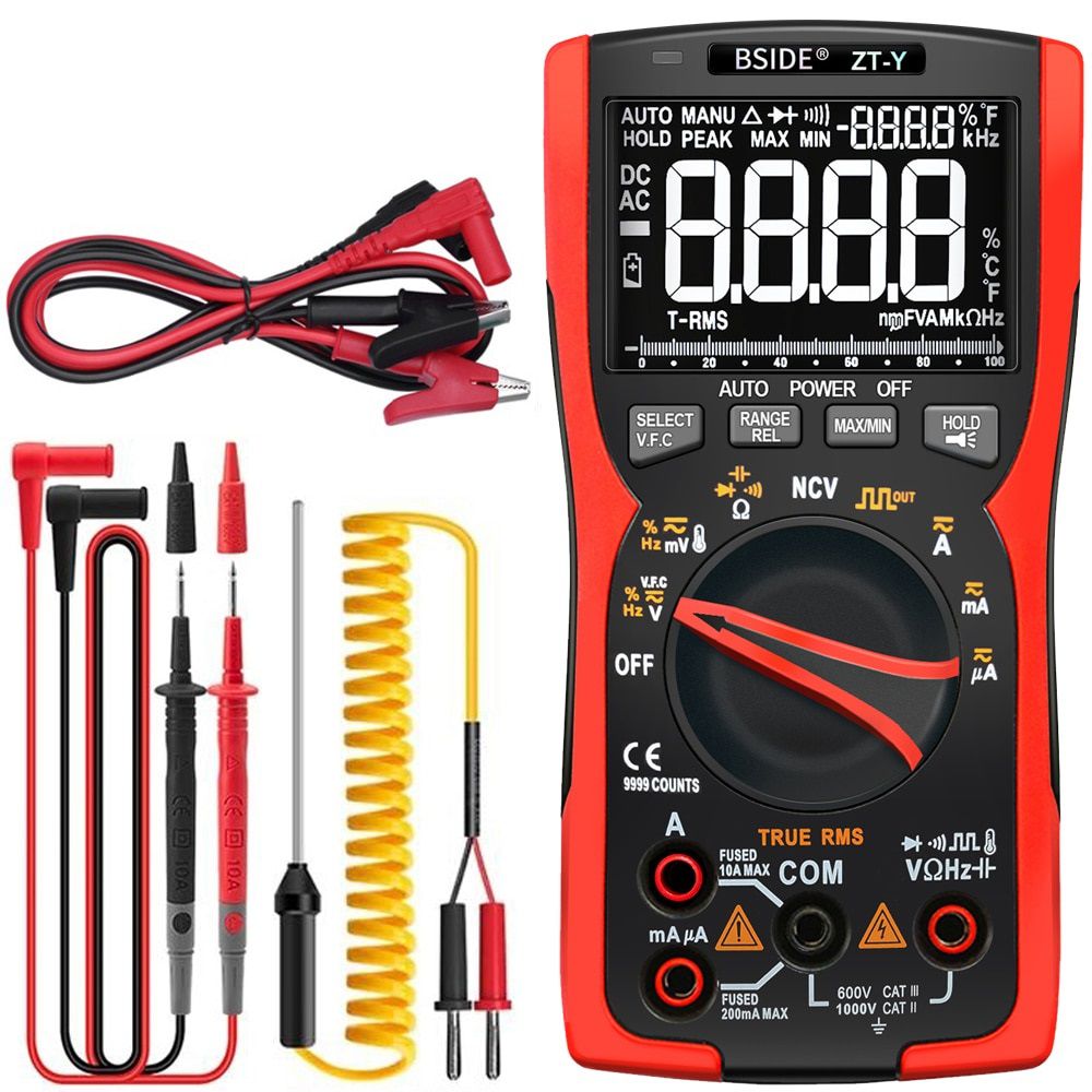 ZT-Y/1/2 Digital Multimeter True-RMS 9999 Counts 3-Line Display Analog Tester Voltmeter Capacitor Temp VFC Meter Ammeter