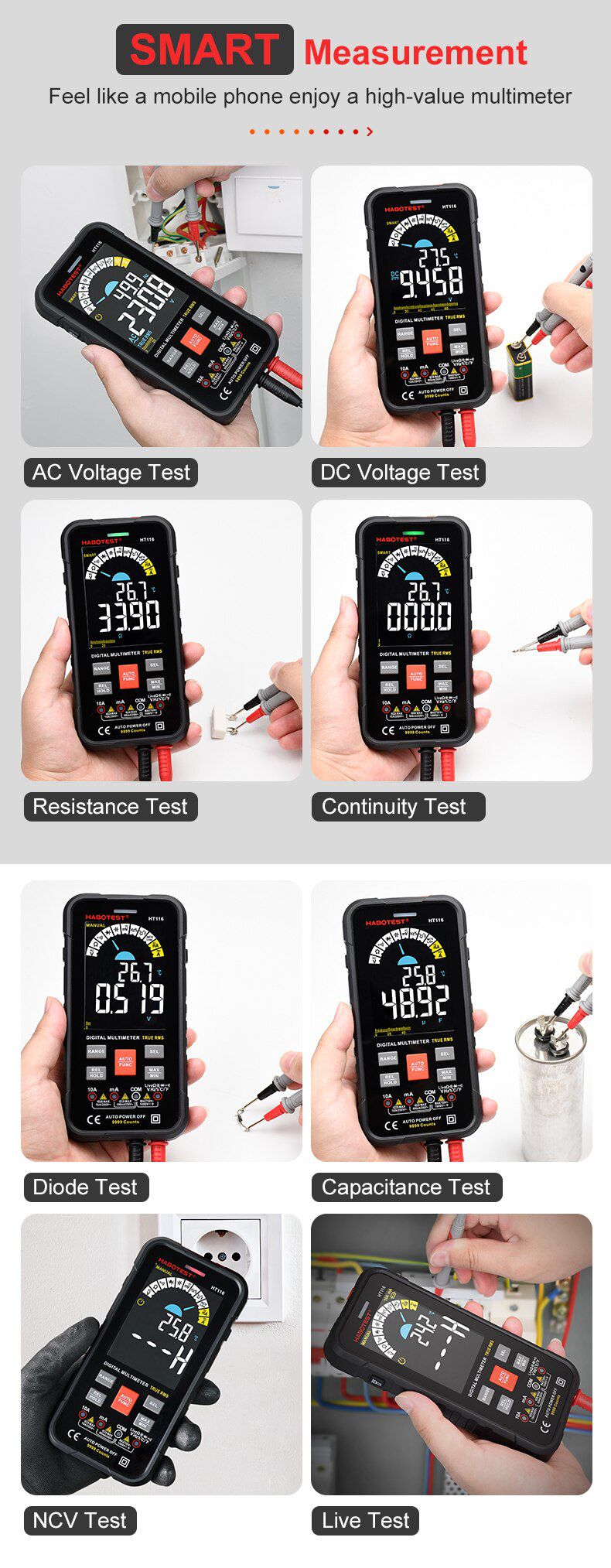 HT116 9999 Counts Smart Multimeter