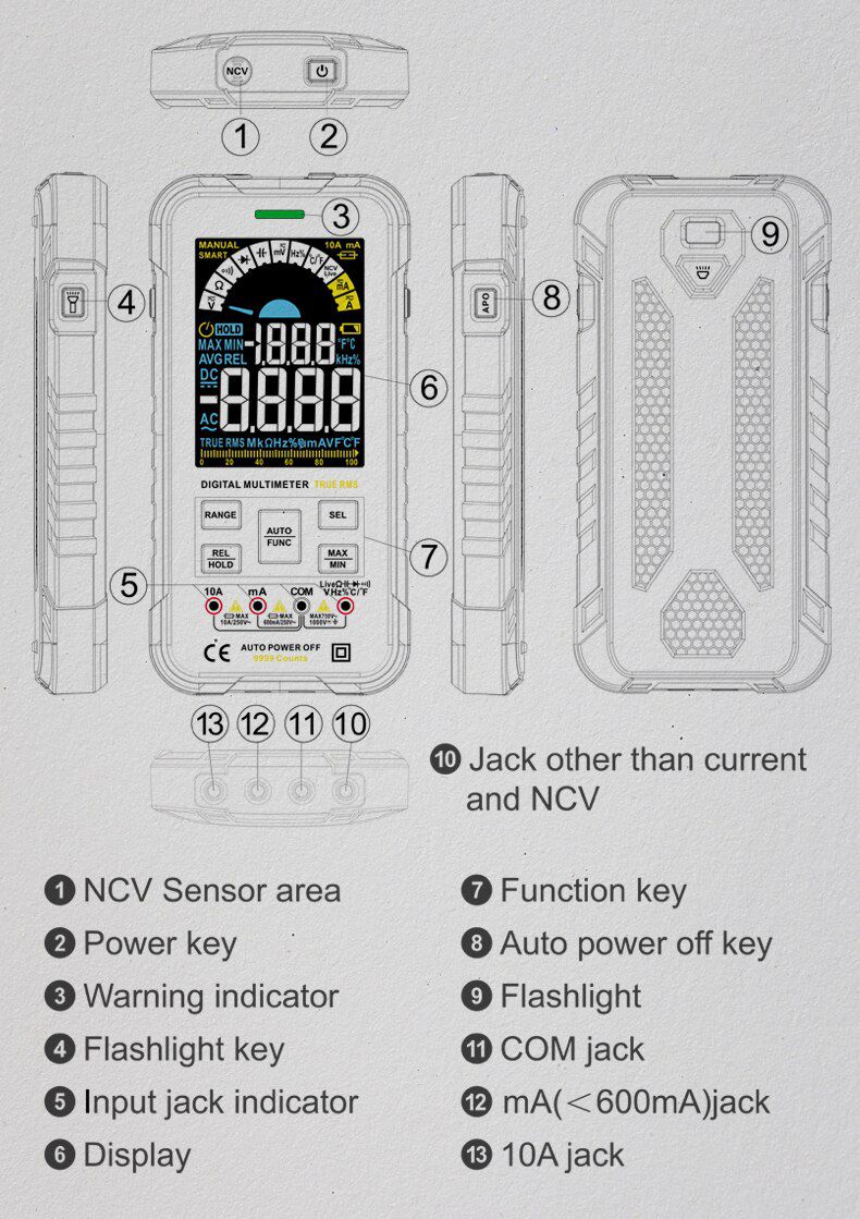 HT116 9999 Counts Smart Multimeter