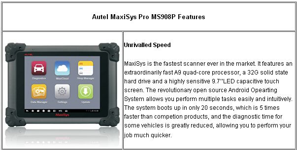 autel maxisys pro ms908p features