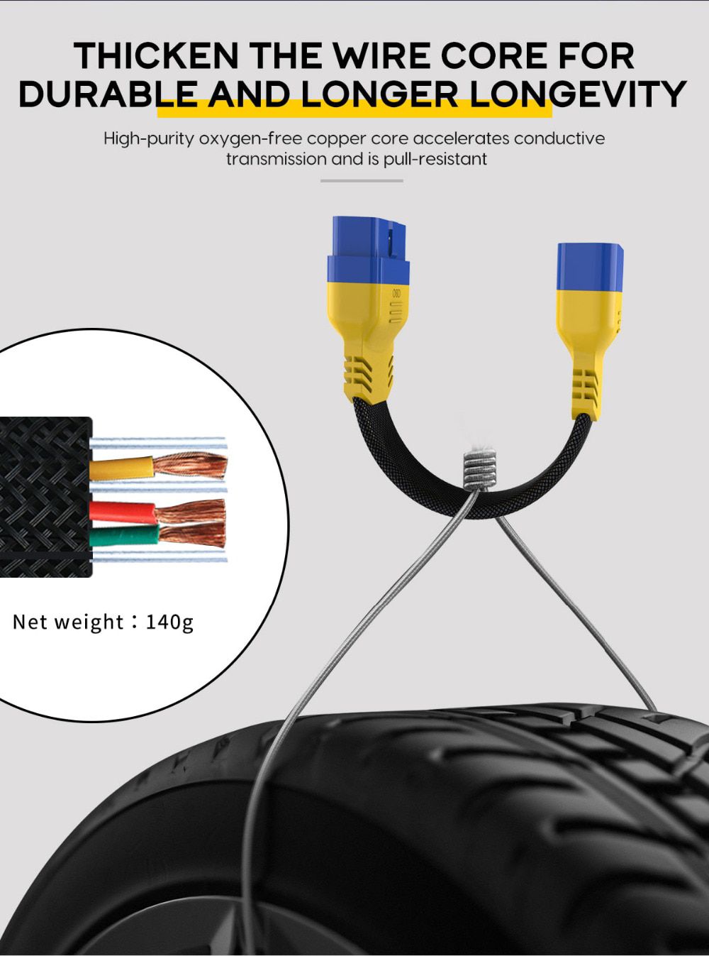 AUTOOL OBD2 II 16Pin Male To Female Car Gooseneck Extens