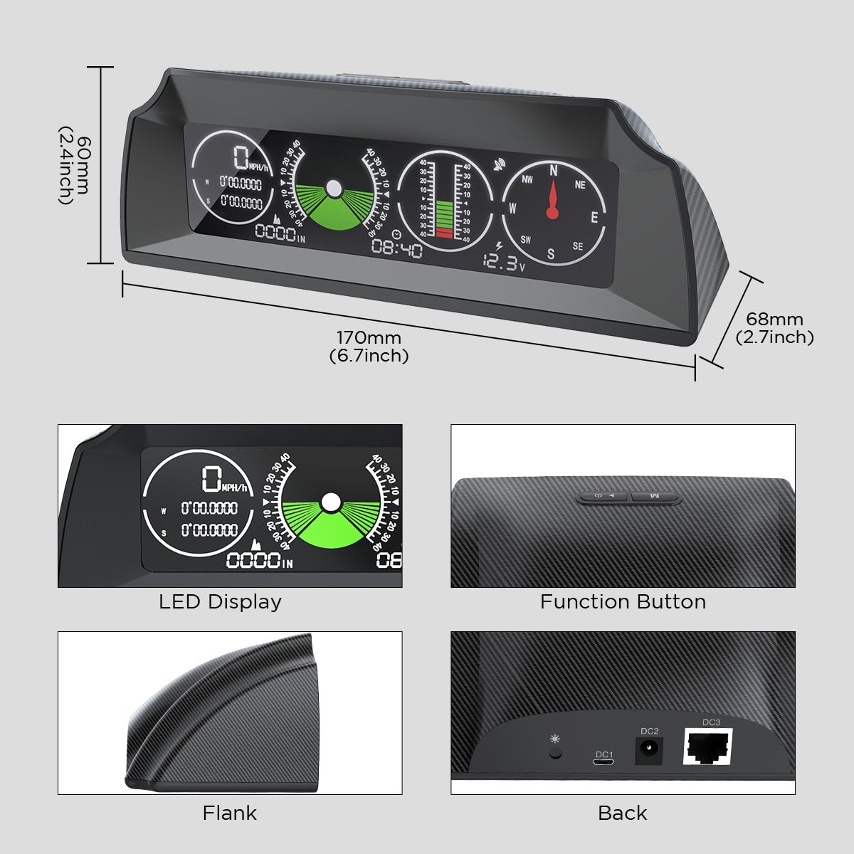 AUTOOL X90 GPS HUD Car Speed Slope Meter