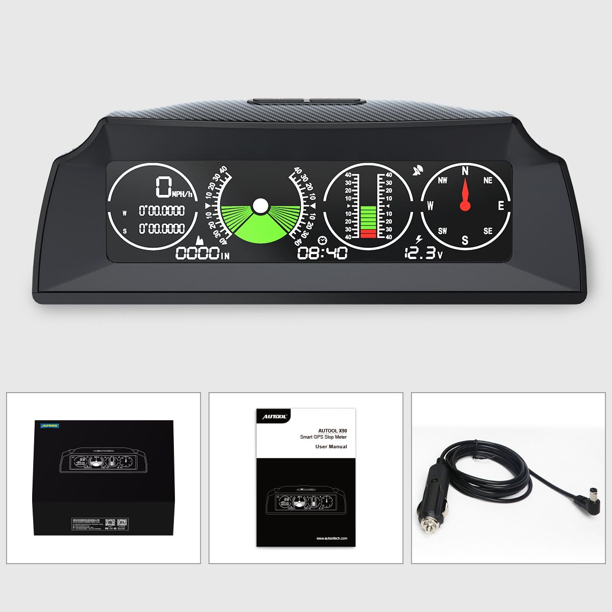 AUTOOL X90 GPS HUD Car Speed Slope Meter