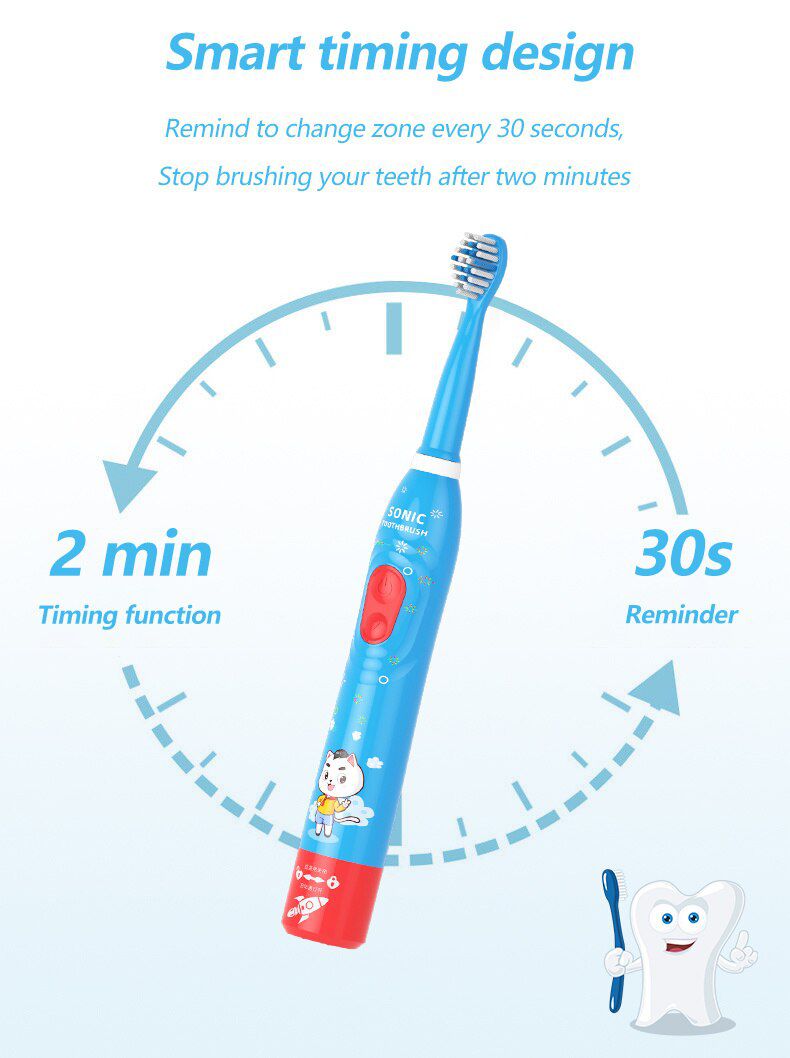 Children's Sonic Electric Toothbrush Kids 3 To 12 Ye