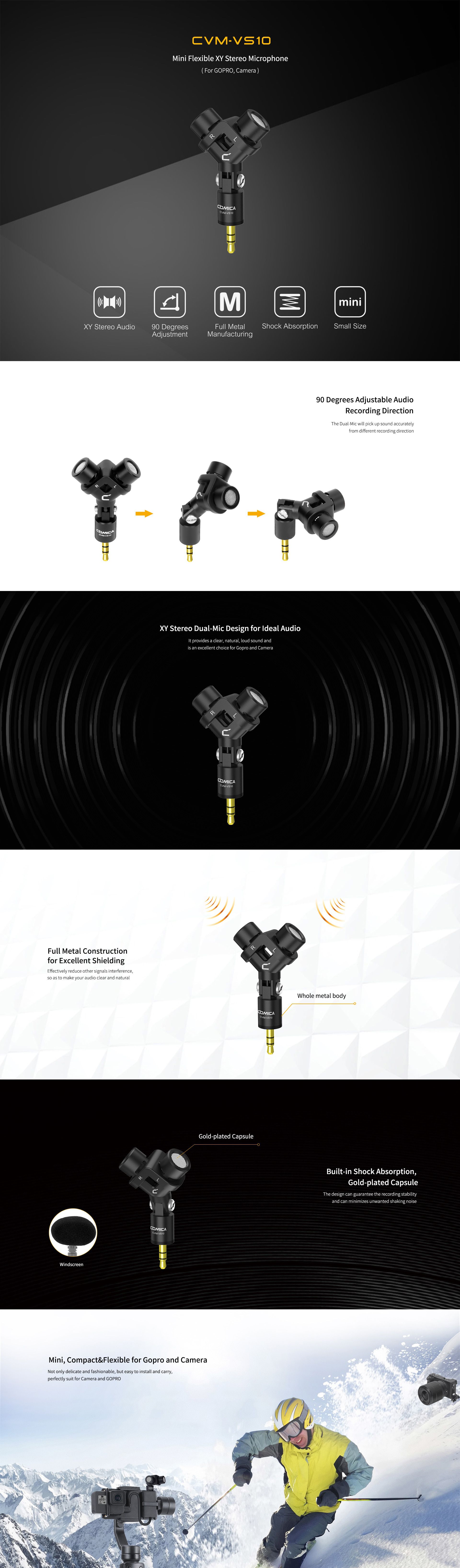 CVM-VS10 Stereo Microphone XY Dual Channel Cardioid Vide