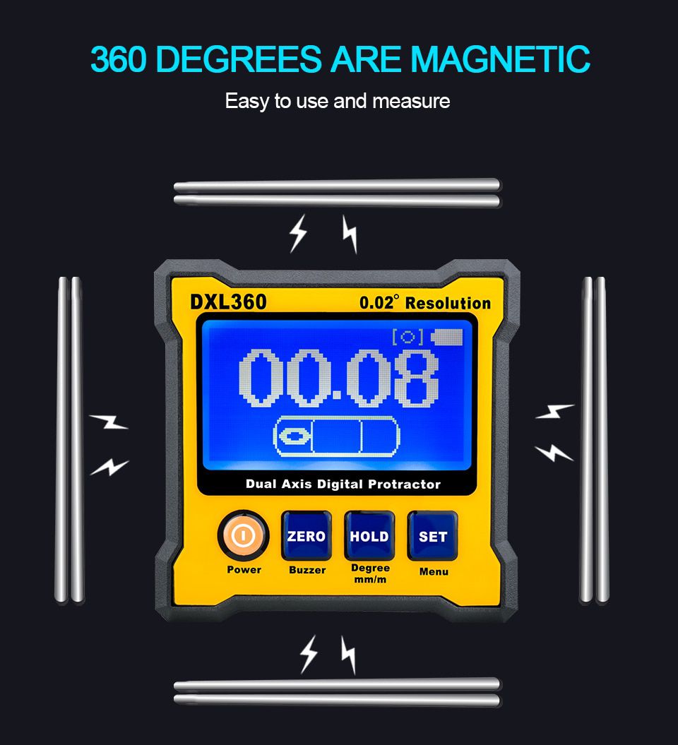 DXL360 DXL360S Dual axis Digital Angle Protractor 