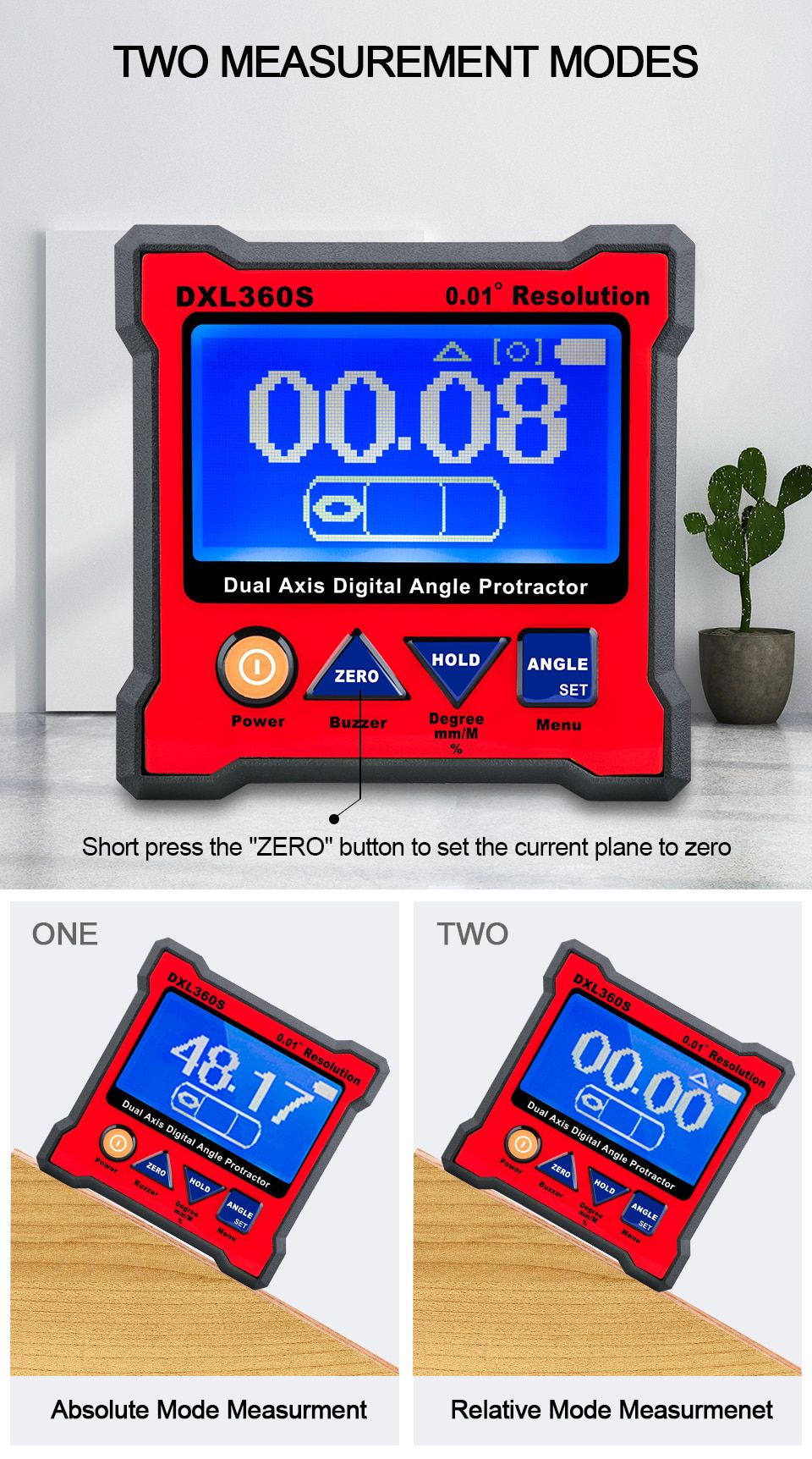 DXL360 DXL360S Dual axis Digital Angle Protractor 