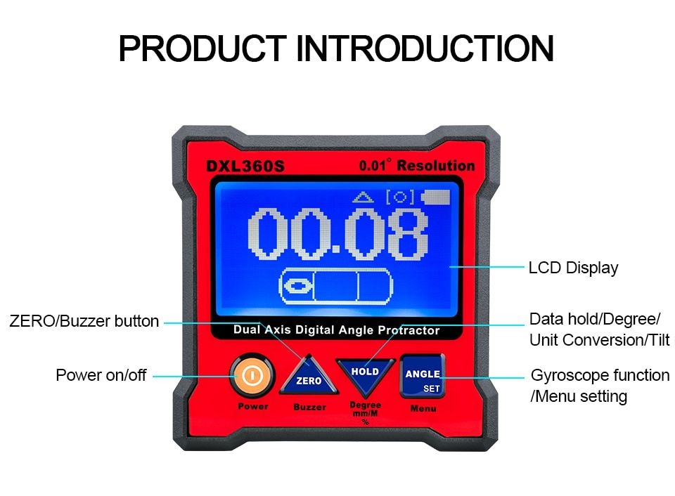 DXL360 DXL360S Dual axis Digital Angle Protractor 