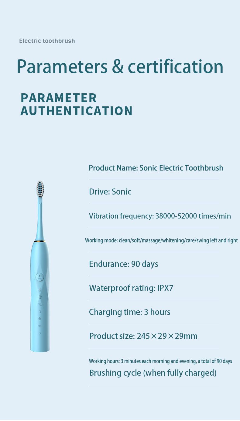 Electric Toothbrush Sonic 6-speed Adult Household Soft H