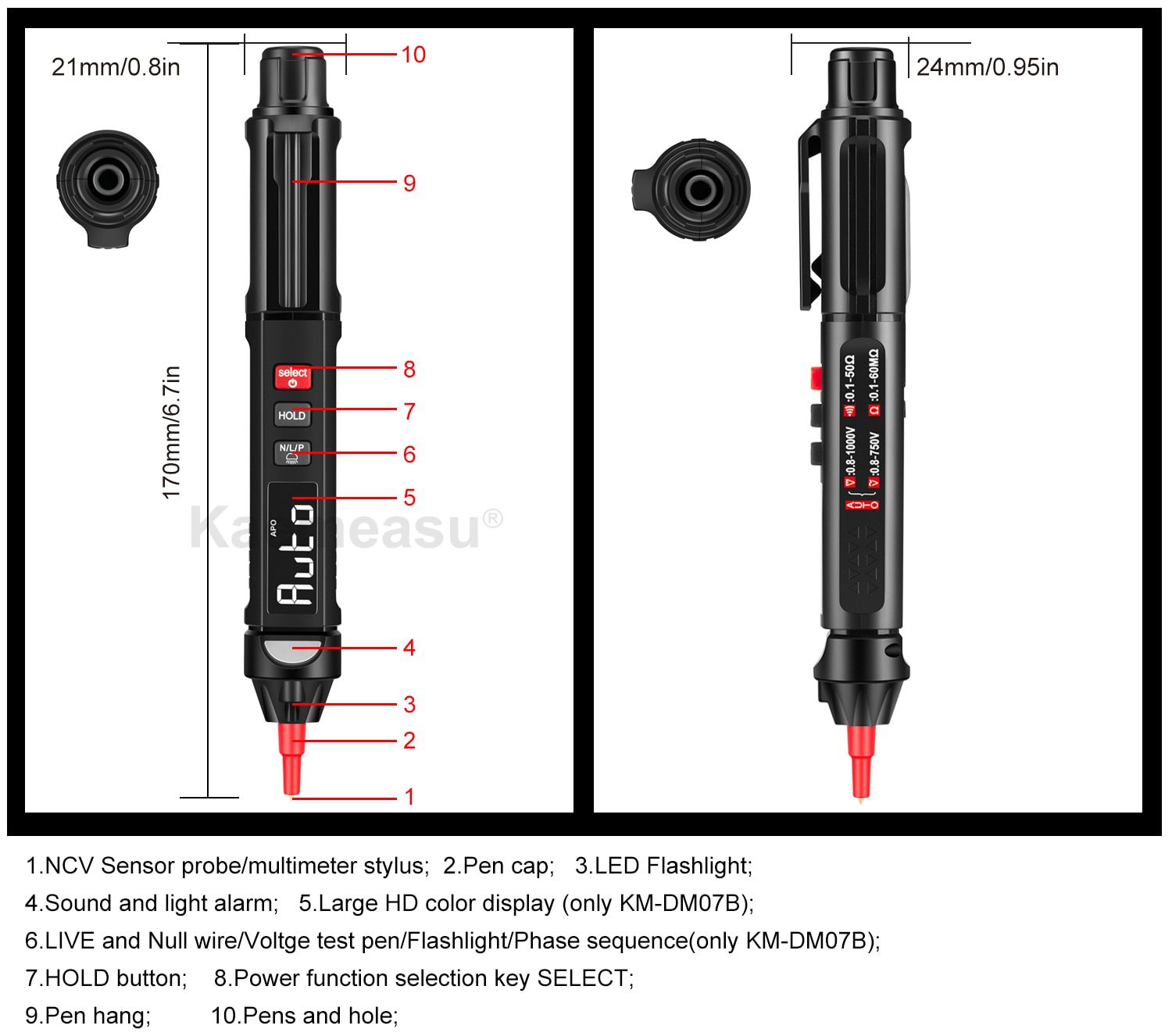 KM-DM07A KM-DM07B Pen Type Smart Mini Digital Multimeter