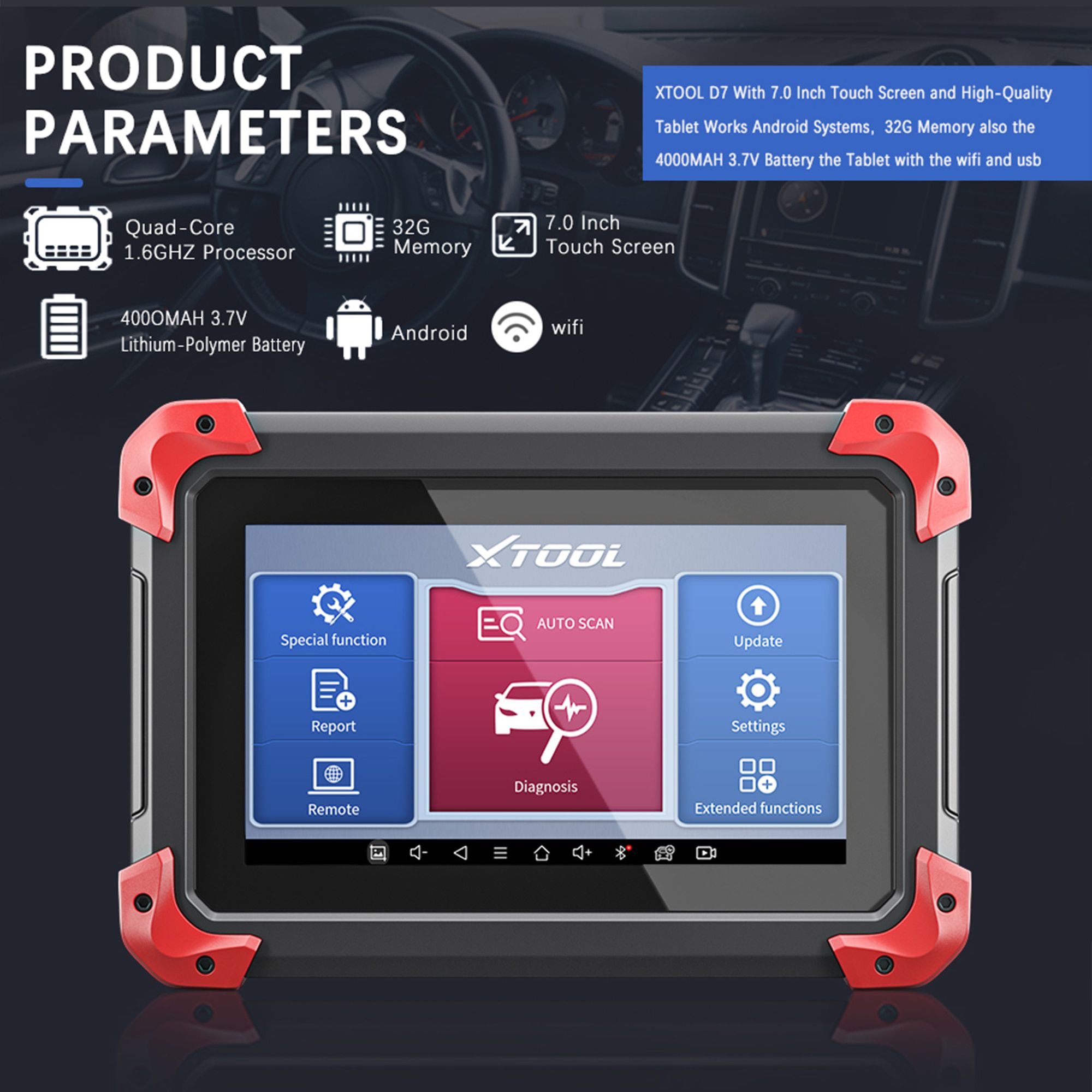 Newest XTOOL D7 Automotive All System Diagnosis Tool